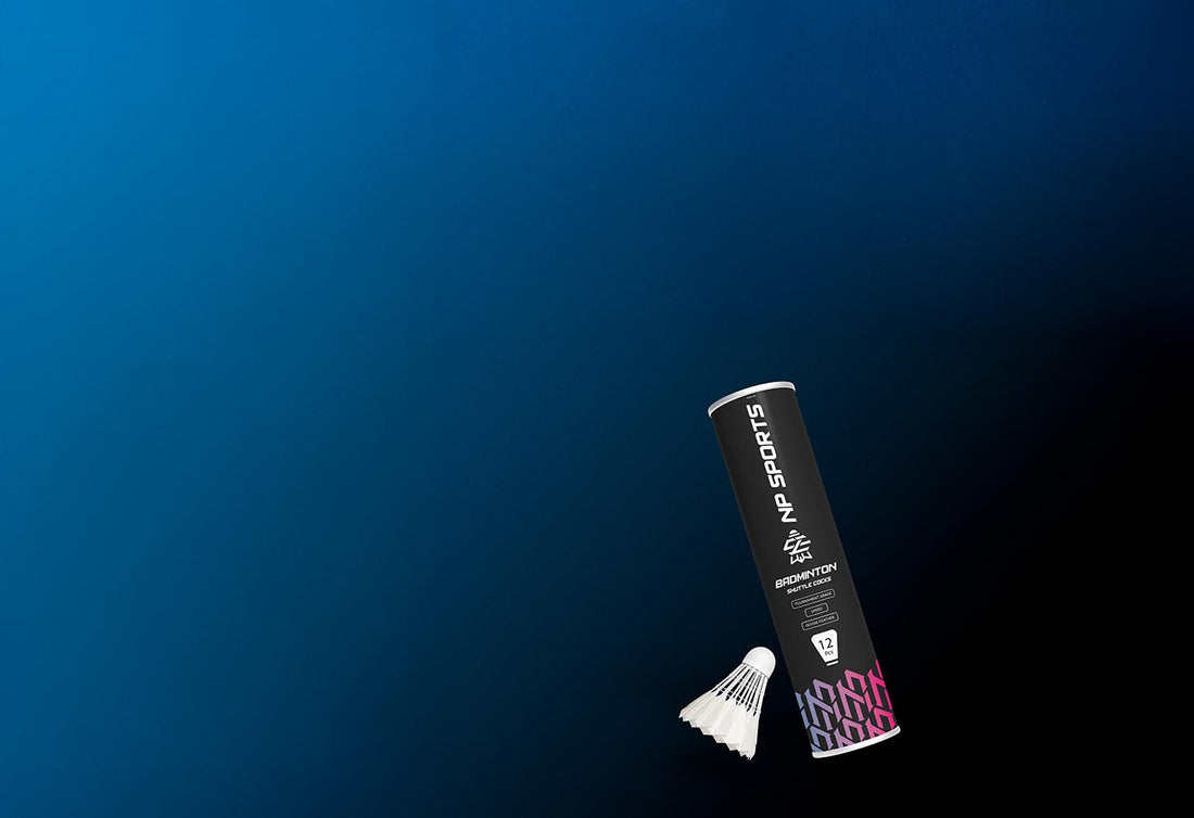 Black tube with a white shuttlecock on a blue background