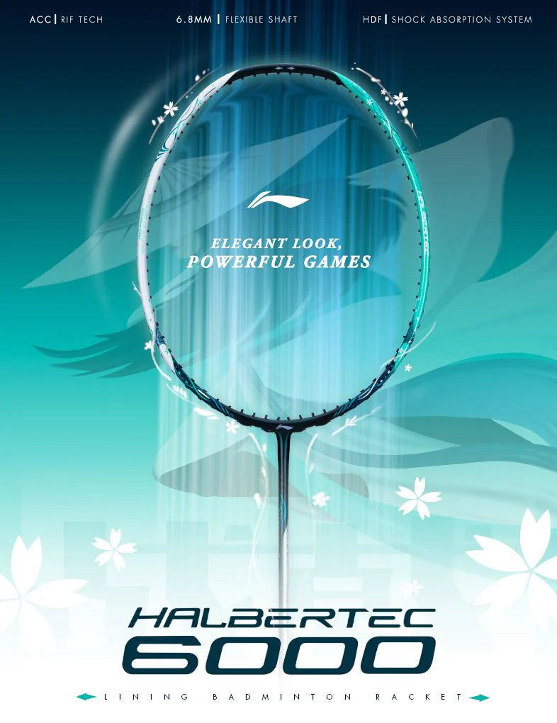 LI-NING HALBERTEC 6000 BADMINTON RACQUET - WHITE/GREEN AYPU007-4