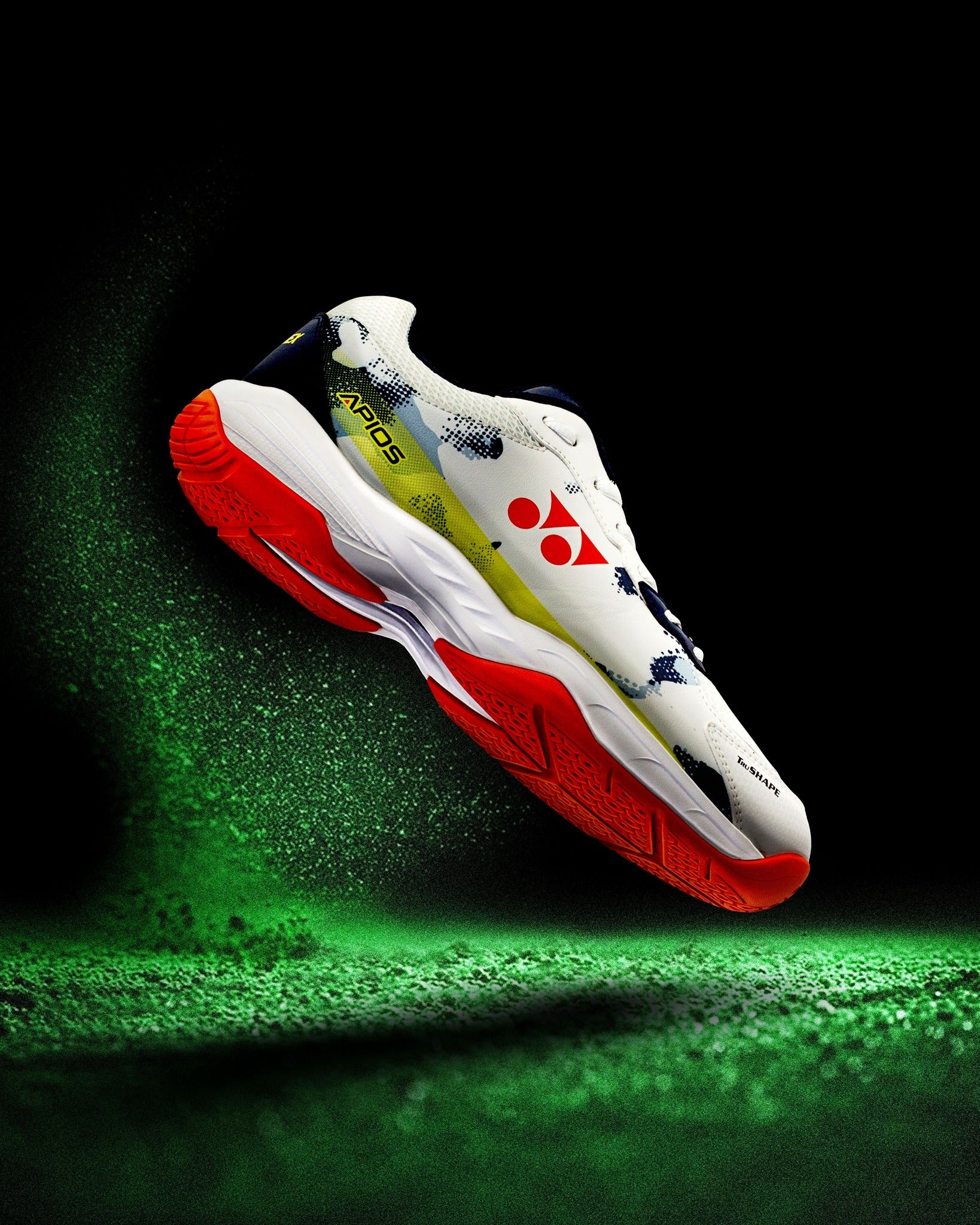 Yonex 2026 APIOS Speed Badminton Shoes White / Flume Scarlet