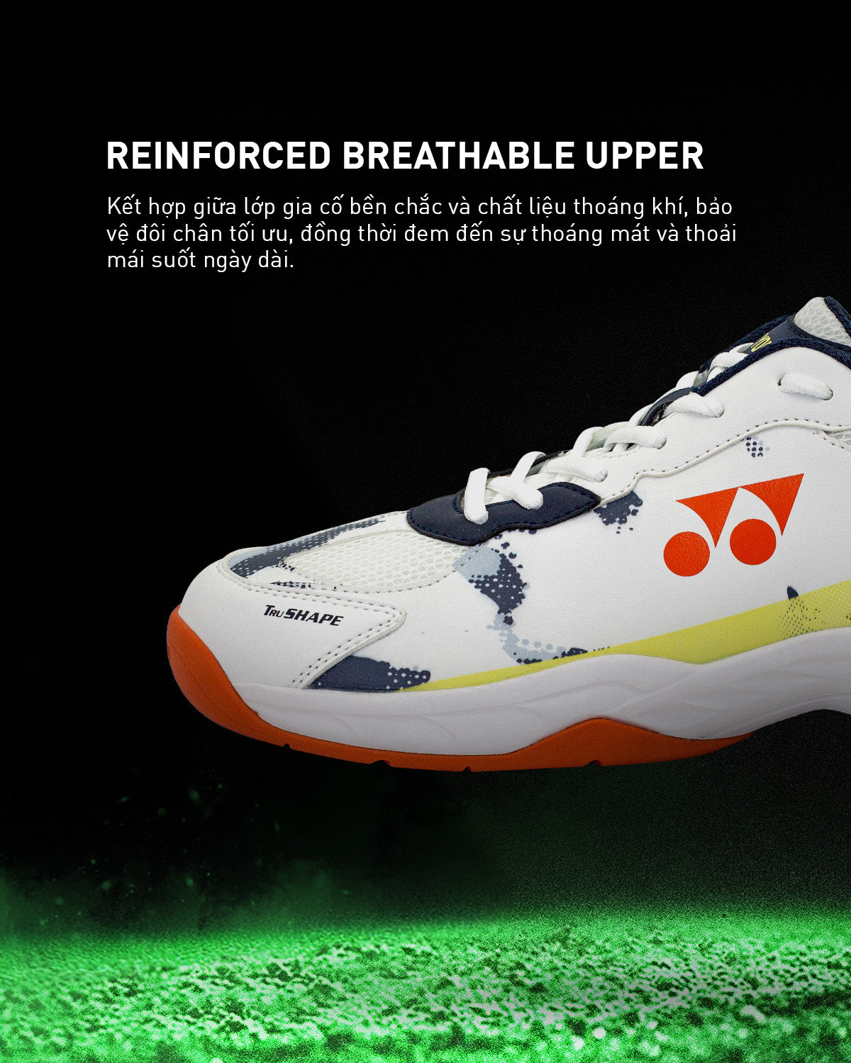 Yonex 2026 APIOS Speed Badminton Shoes White / Flume Scarlet