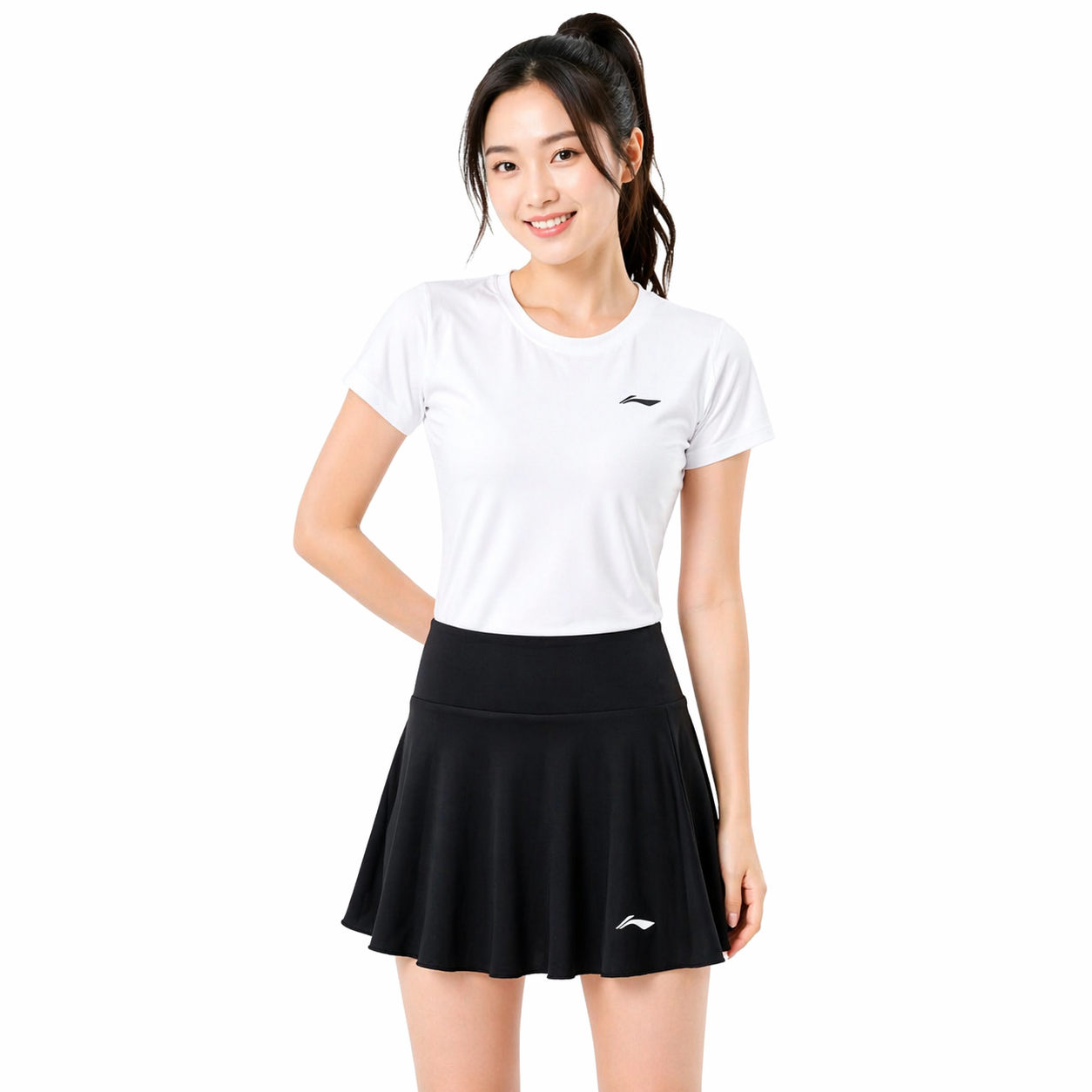 LI-NING WOMENS BADMINTON QUICK-DRY FIT SKIRT- BLACK ASKW174-1