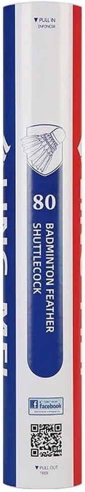 LINGMEI 80 12-Pack Goose Feather Badminton Shuttlecocks with High Durability