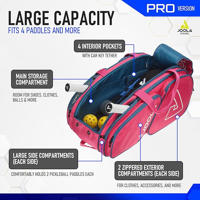 JOOLA Tour Elite Pro Pickleball Bag | PINK & BLUE