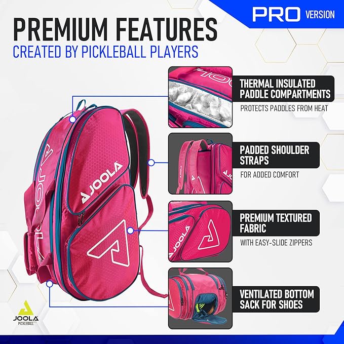 JOOLA Tour Elite Pro Pickleball Bag | PINK & BLUE