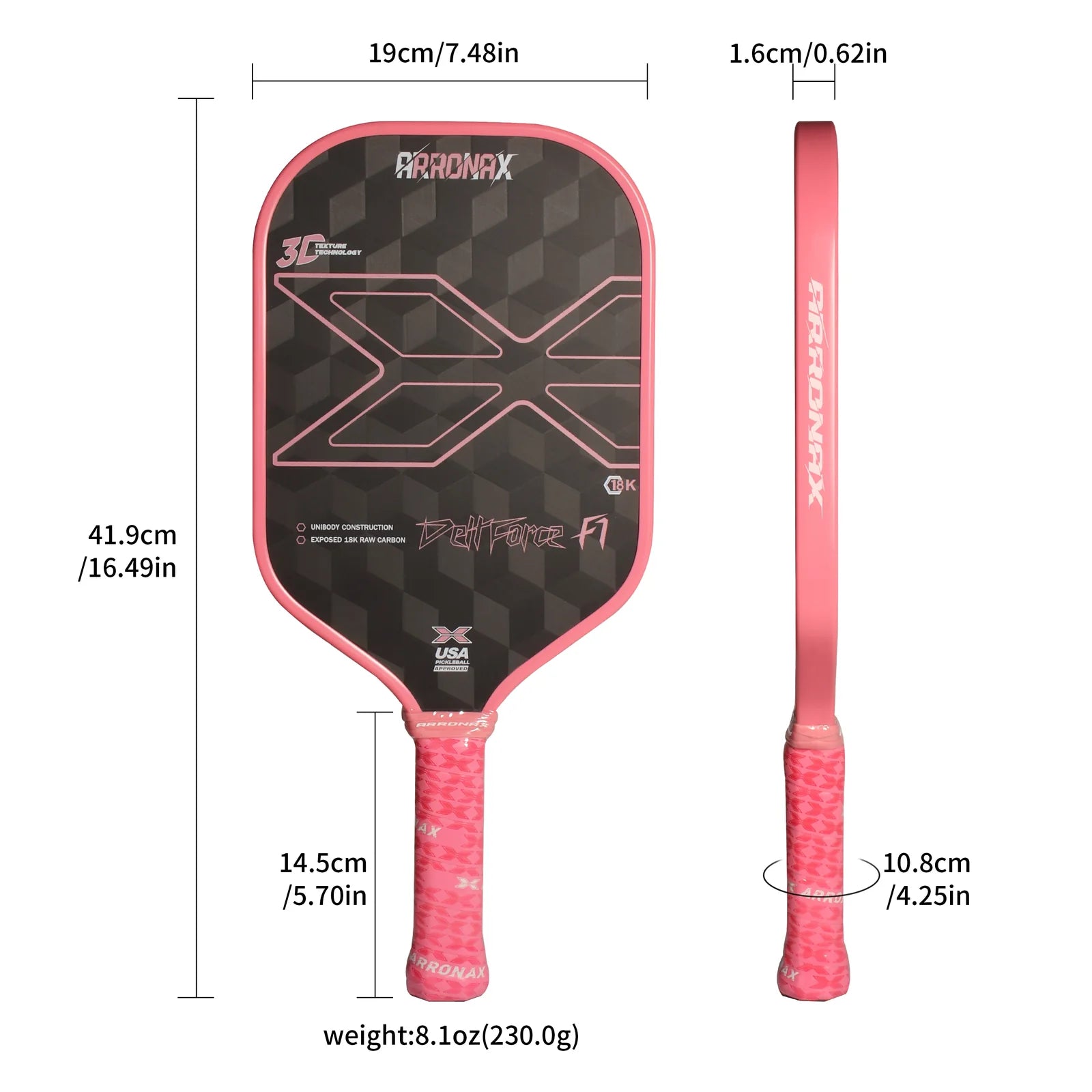 Pickleball Paddle  Arronax F1 Dellforce 18K