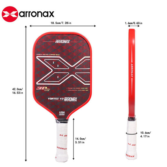 Arronax Vortex V3 Pickleball Paddle – Red – Authentic