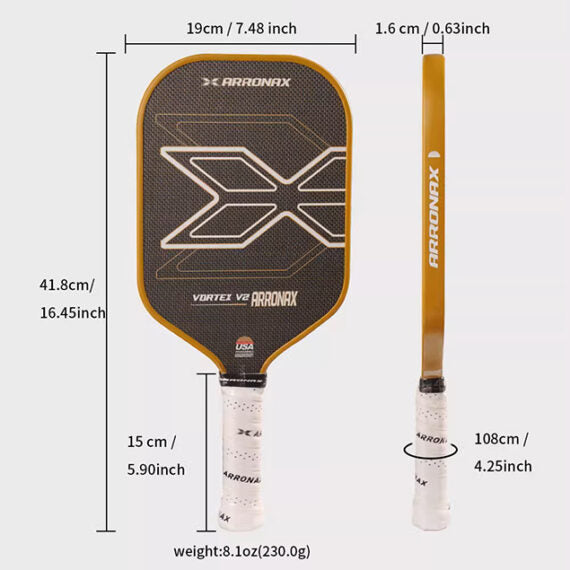 Arronax Vortex V2 16mm Titanium Pickleball Paddle