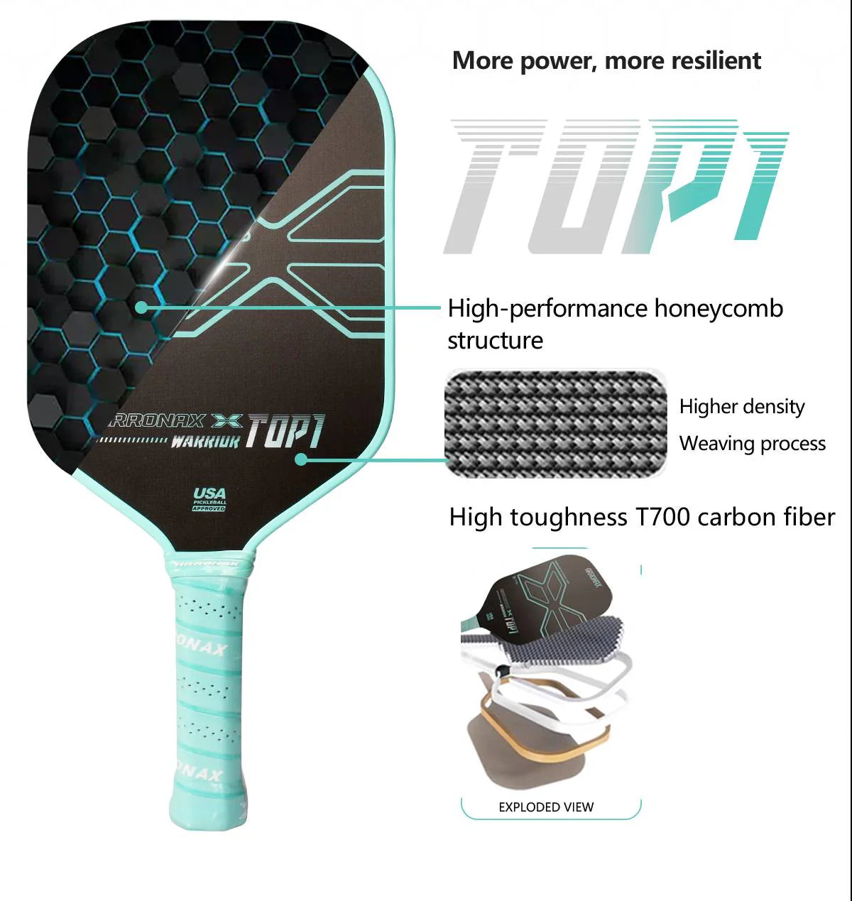 Warrior X Top 1 Pickleball Balanced Paddle (16mm)