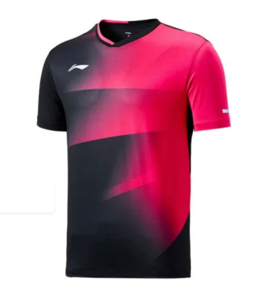 LI-NING UNISEX BADMINTON QUICK-DRY T-SHIRT - BLACK/PINK - AAYW053-1V