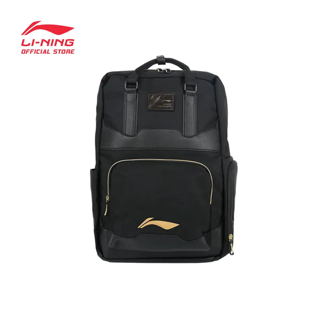 Li Ning Badminton Series Polyester Backpack Black Gold - ABST035-1
