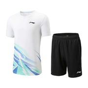 LI-NING UNISEX BADMINTON QUICK-DRY JERSEY T-SHIRT/SHORT SET - AATV013-2