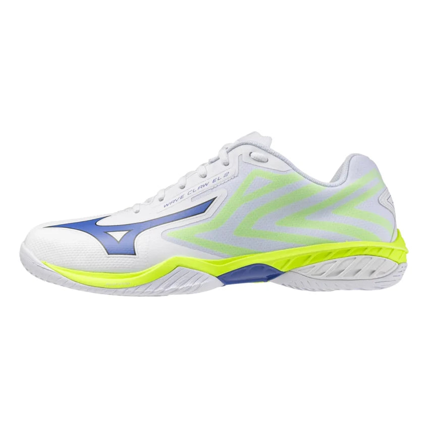 MIZUNO WAVE CLAW EL 2 Unisex Badminton Shoes - White/Dazzling Blue/Lightning Yellow - 71GA258381