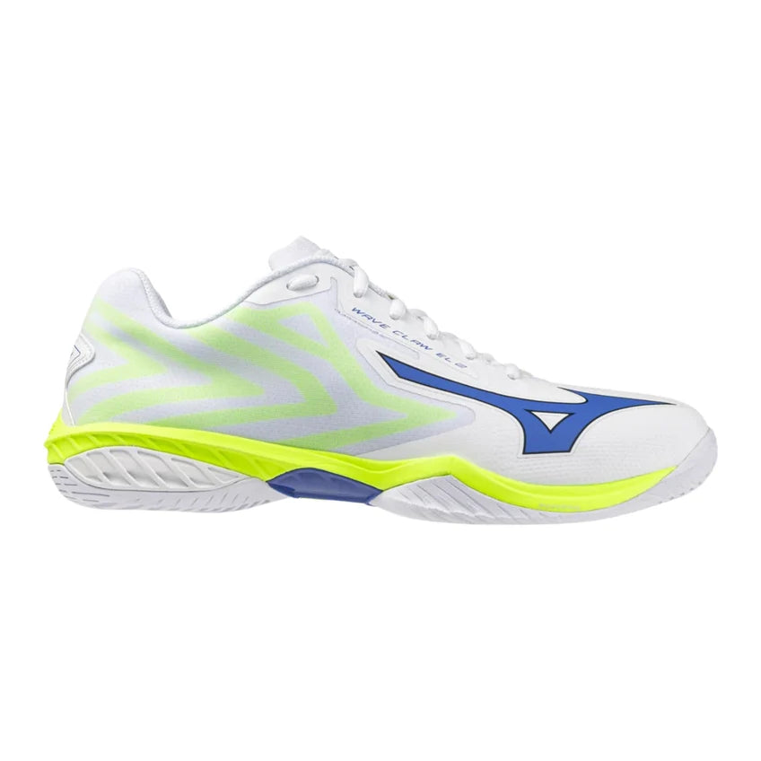 MIZUNO WAVE CLAW EL 2 Unisex Badminton Shoes - White/Dazzling Blue/Lightning Yellow - 71GA258381