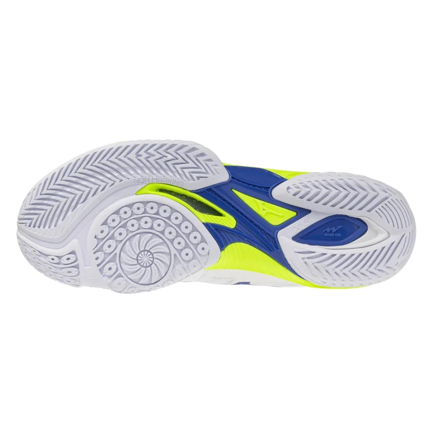 MIZUNO WAVE CLAW EL 2 Unisex Badminton Shoes - White/Dazzling Blue/Lightning Yellow - 71GA258381