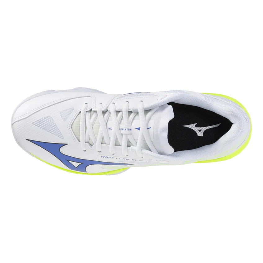 MIZUNO WAVE CLAW EL 2 Unisex Badminton Shoes - White/Dazzling Blue/Lightning Yellow - 71GA258381