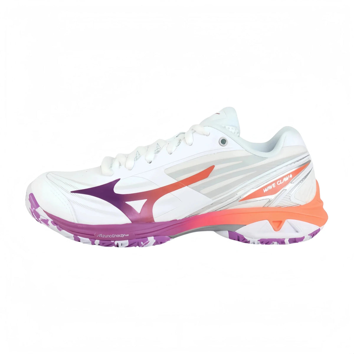 MIZUNO Wave Claw 4 UNISEX Badminton Shoes – White/Lava Orange/Dahlia -71GA264311