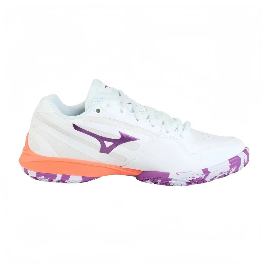 MIZUNO Wave Claw 4 UNISEX Badminton Shoes – White/Lava Orange/Dahlia -71GA264311